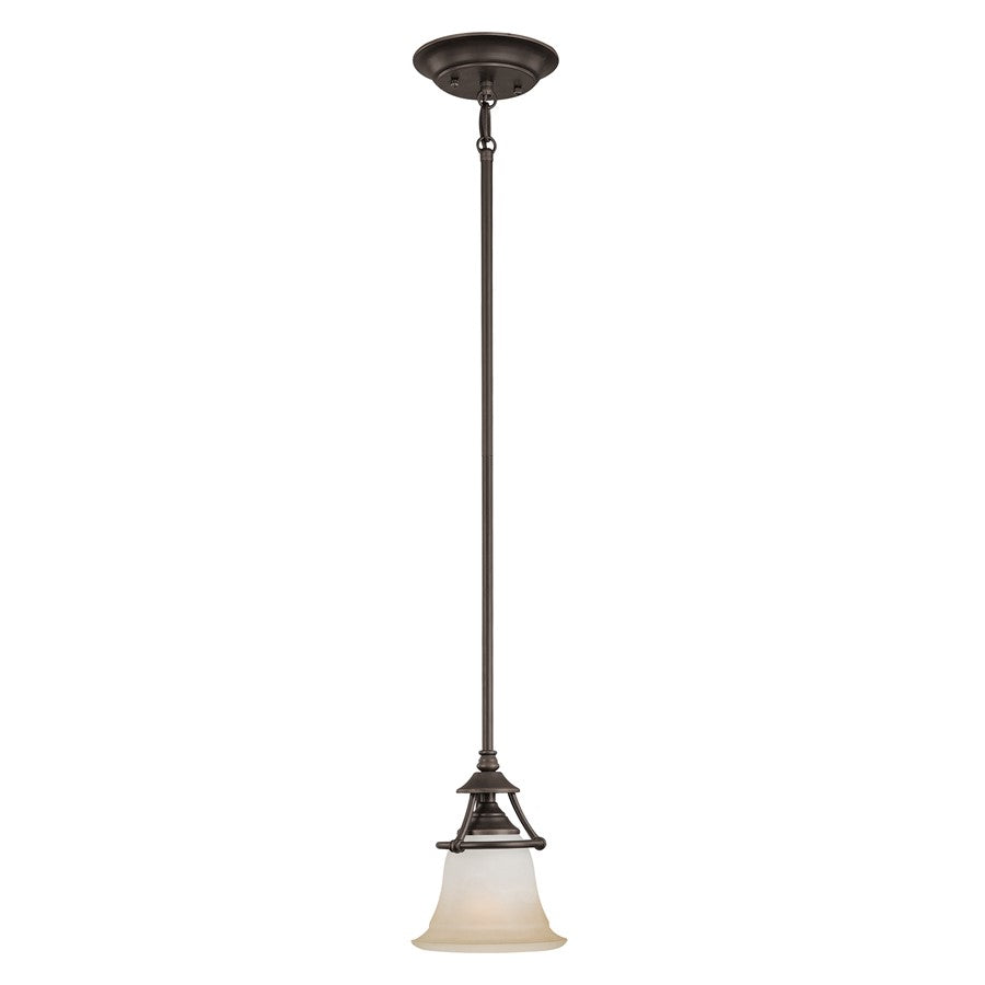 Atlas Lighting Harmony 7in 1-Light Mini Pendant | Traditional Aged Bronze and White Frosted Glass | Kitchen Island & Dining Room | Model CL11606-BZ