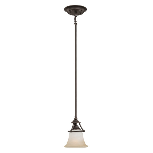 Atlas Lighting Harmony 7in 1-Light Mini Pendant | Traditional Aged Bronze and White Frosted Glass | Kitchen Island & Dining Room | Model CL11606-BZ