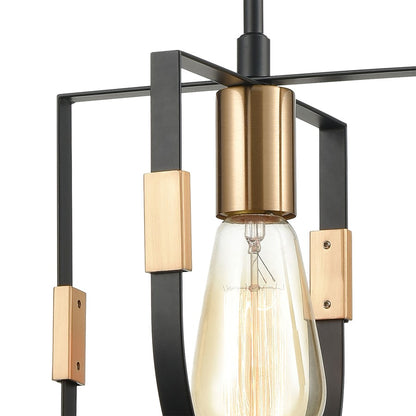 Atlas Lighting Heathrow 8in 1-Light Mini Pendant | Transitional Matte Black and Satin Brass | Kitchen Island & Dining Room | Model CL11608-BK