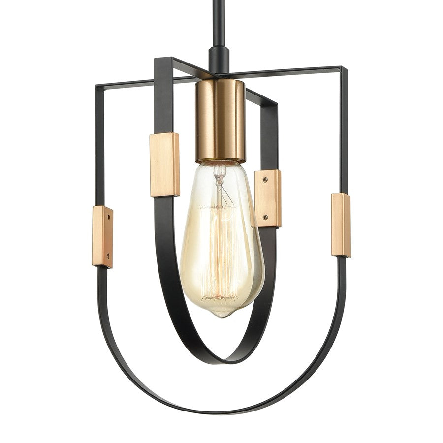 Atlas Lighting Heathrow 8in 1-Light Mini Pendant | Transitional Matte Black and Satin Brass | Kitchen Island & Dining Room | Model CL11608-BK