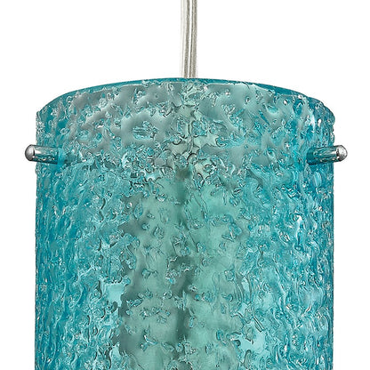 Atlas Lighting Ice Fragments 5" 1Lt Pendant, Nickel/Aqua Glass