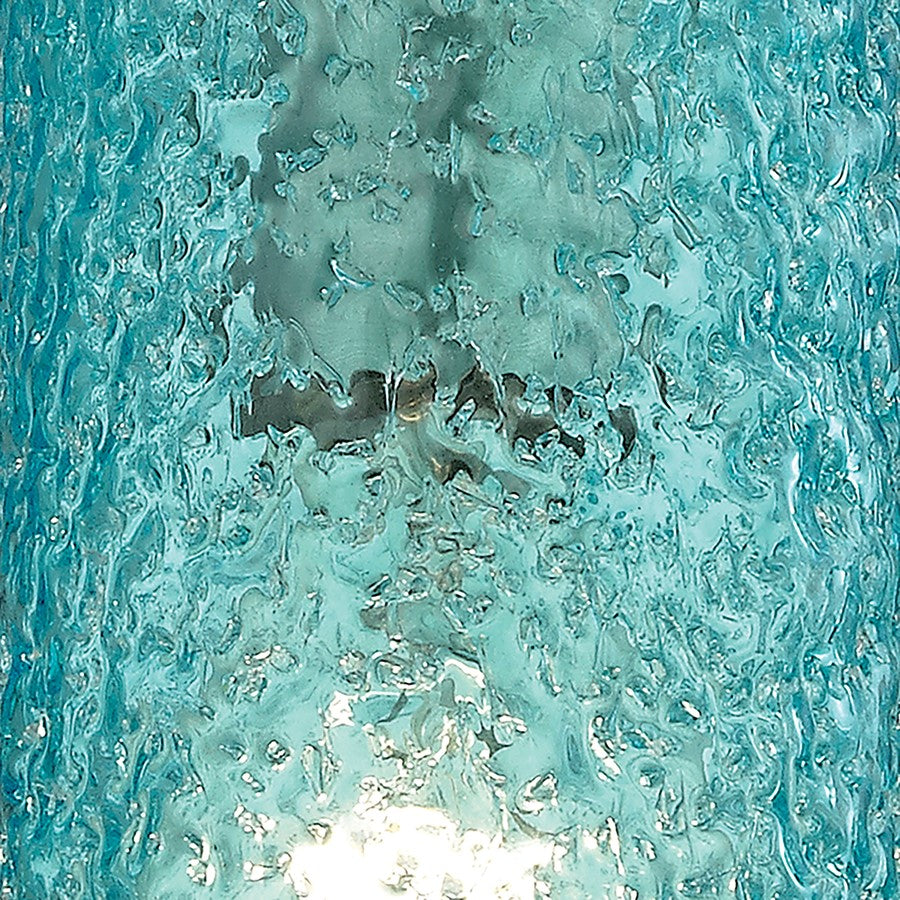 Atlas Lighting Ice Fragments 5" 1Lt Pendant, Nickel/Aqua Glass
