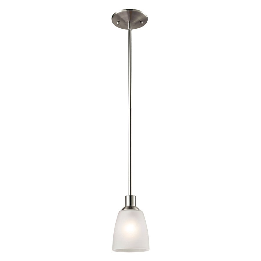 Atlas Lighting Jackson 4in 1-Light Mini Pendant | Transitional Brushed Nickel and Frosted Glass | Kitchen Island & Dining Room | Model CL11614-NK