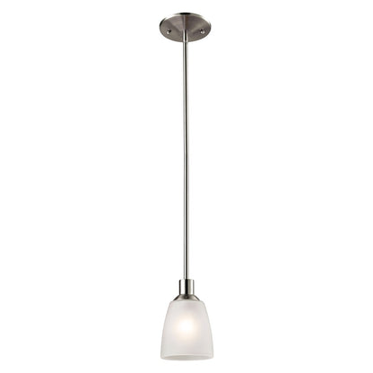 Atlas Lighting Jackson 4in 1-Light Mini Pendant | Transitional Brushed Nickel and Frosted Glass | Kitchen Island & Dining Room | Model CL11614-NK