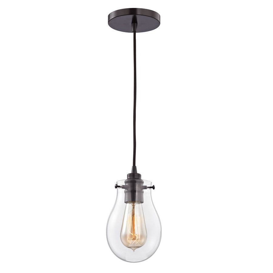 Atlas Lighting Jaelyn 5in 1-Light Pendant | Transitional Oil Rubbed Bronze and Clear Glass | Kitchen Island & Dining Room | Model CL11615-BZ