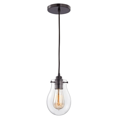 Atlas Lighting Jaelyn 5in 1-Light Pendant | Transitional Oil Rubbed Bronze and Clear Glass | Kitchen Island & Dining Room | Model CL11615-BZ