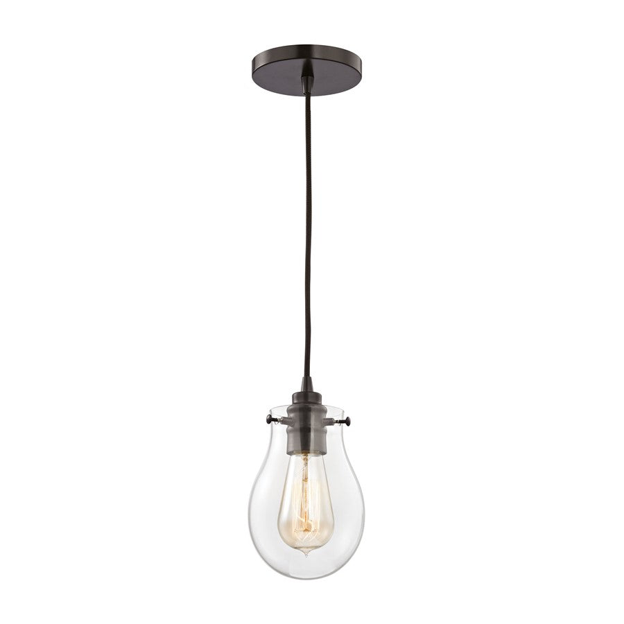Atlas Lighting Jaelyn 5in 1-Light Pendant | Transitional Oil Rubbed Bronze and Clear Glass | Kitchen Island & Dining Room | Model CL11615-BZ
