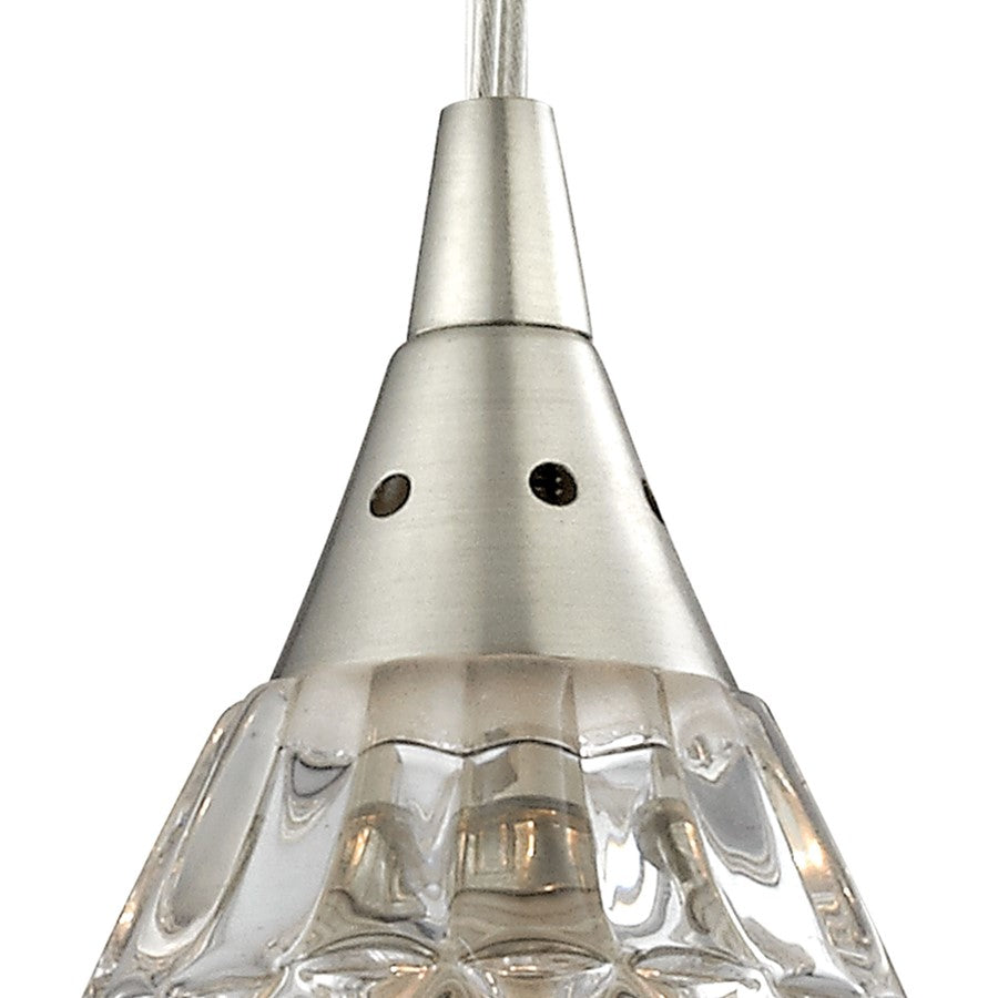 Atlas Lighting Kersey 4in 1-Light Pendant | Modern Satin Nickel and Clear Glass | Kitchen Island & Dining Room | 4 x 4 x 8 in | Model CL11617-NK