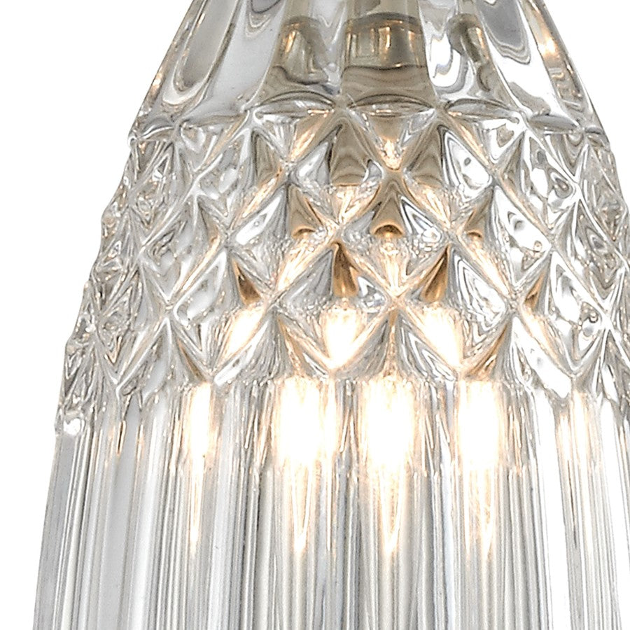 Atlas Lighting Kersey 4in 1-Light Pendant | Modern Satin Nickel and Clear Glass | Kitchen Island & Dining Room | 4 x 4 x 8 in | Model CL11617-NK
