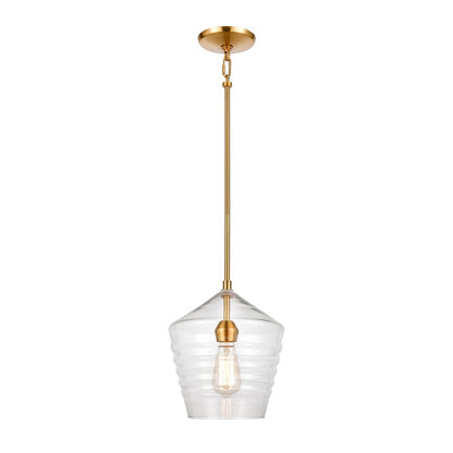 Atlas Lighting Konis 10in 1-Light Mini Pendant | Modern Satin Brass and Clear Glass | Kitchen Island & Dining Room | Model CL11618-BS