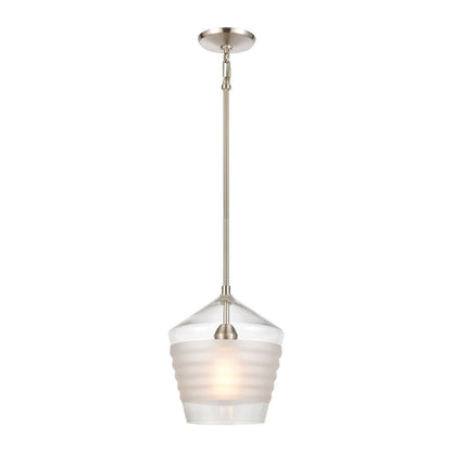 Atlas Lighting Konis 10in 1-Light Mini Pendant | Modern Satin Nickel and Clear Glass | Kitchen Island & Dining Room | Model CL11618-NK