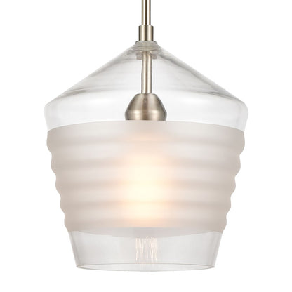 Atlas Lighting Konis 10in 1-Light Mini Pendant | Modern Satin Nickel and Clear Glass | Kitchen Island & Dining Room | Model CL11618-NK