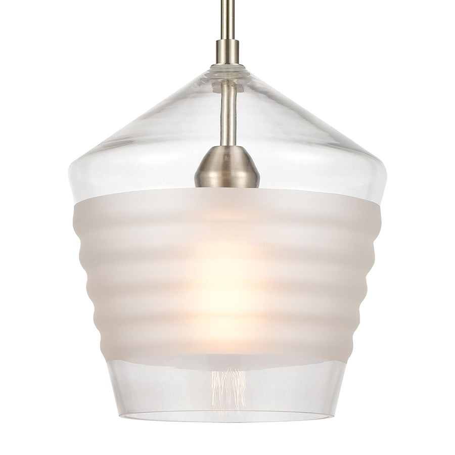 Atlas Lighting Konis 10in 1-Light Mini Pendant | Modern Satin Nickel and Clear Glass | Kitchen Island & Dining Room | Model CL11618-NK