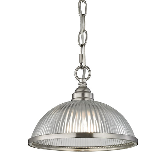 Atlas Lighting Liberty Park 9in 1-Light Mini Pendant | Traditional Brushed Nickel and Clear Glass | Kitchen Island & Dining Room | Model CL11621-NK