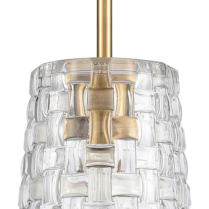 Atlas Lighting Lightweave 5.5in 1-Light Mini Pendant | Traditional Satin Brass and Clear Glass | Kitchen Island & Dining Room | Model CL11622-BS