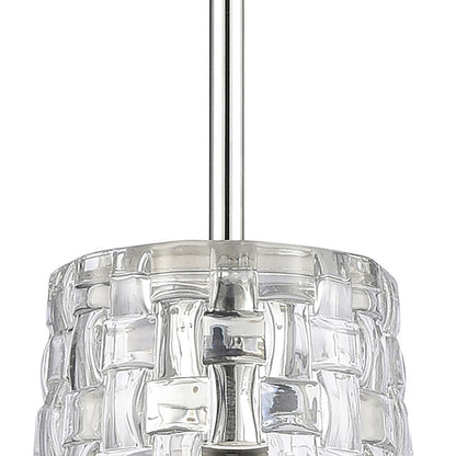 Atlas Lighting Lightweave 5.5in 1-Light Mini Pendant | Traditional Polished Nickel and Clear Textured Glass | Kitchen Island | Model CL11622-NK