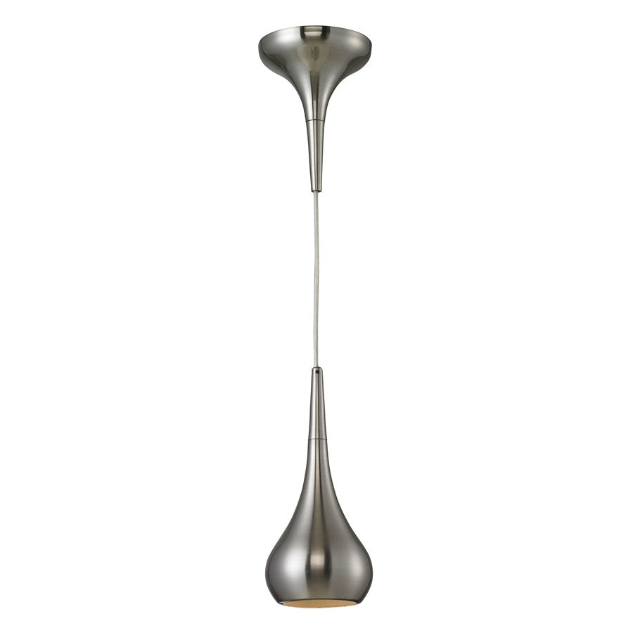 Atlas Lighting Lindsey 4in 1-Light Mini Pendant | Modern Satin Nickel and Nickel Metal Bell Shade | Kitchen Island & Dining Room | Model CL11623-NK