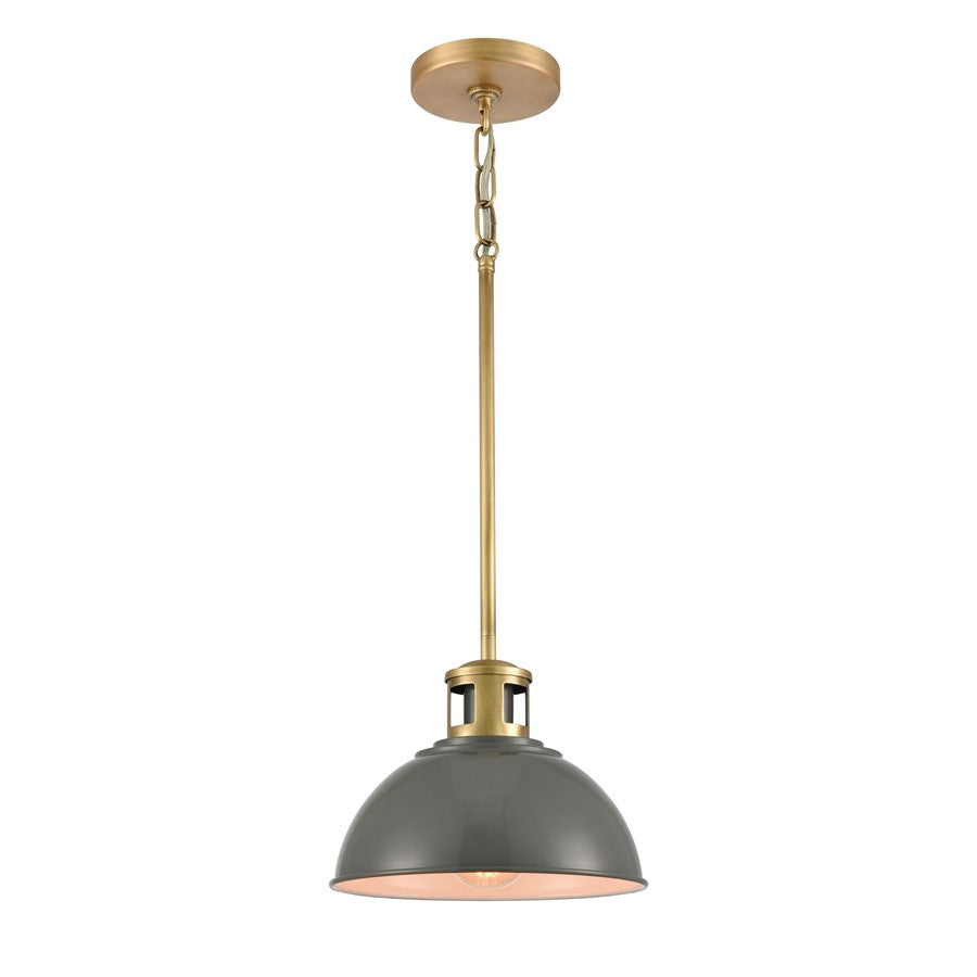 Atlas Lighting Lyndon 10in 1-Light Mini Pendant | Transitional Gray and Brass Metal | Kitchen Island & Dining Room | 10 x 10 x 8 in | Model CL11626-GY