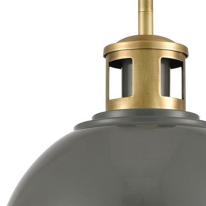 Atlas Lighting Lyndon 10in 1-Light Mini Pendant | Transitional Gray and Brass Metal | Kitchen Island & Dining Room | 10 x 10 x 8 in | Model CL11626-GY