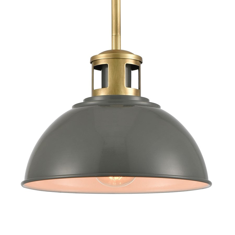 Atlas Lighting Lyndon 10in 1-Light Mini Pendant | Transitional Gray and Brass Metal | Kitchen Island & Dining Room | 10 x 10 x 8 in | Model CL11626-GY