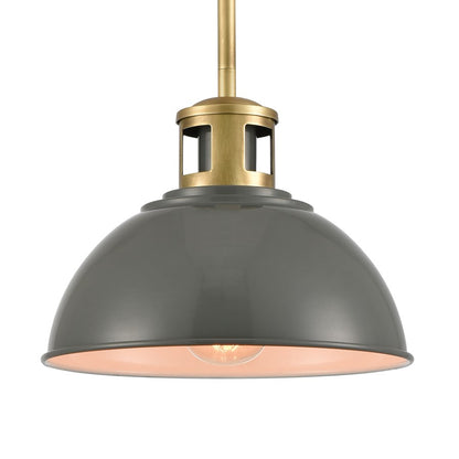 Atlas Lighting Lyndon 10in 1-Light Mini Pendant | Transitional Gray and Brass Metal | Kitchen Island & Dining Room | 10 x 10 x 8 in | Model CL11626-GY