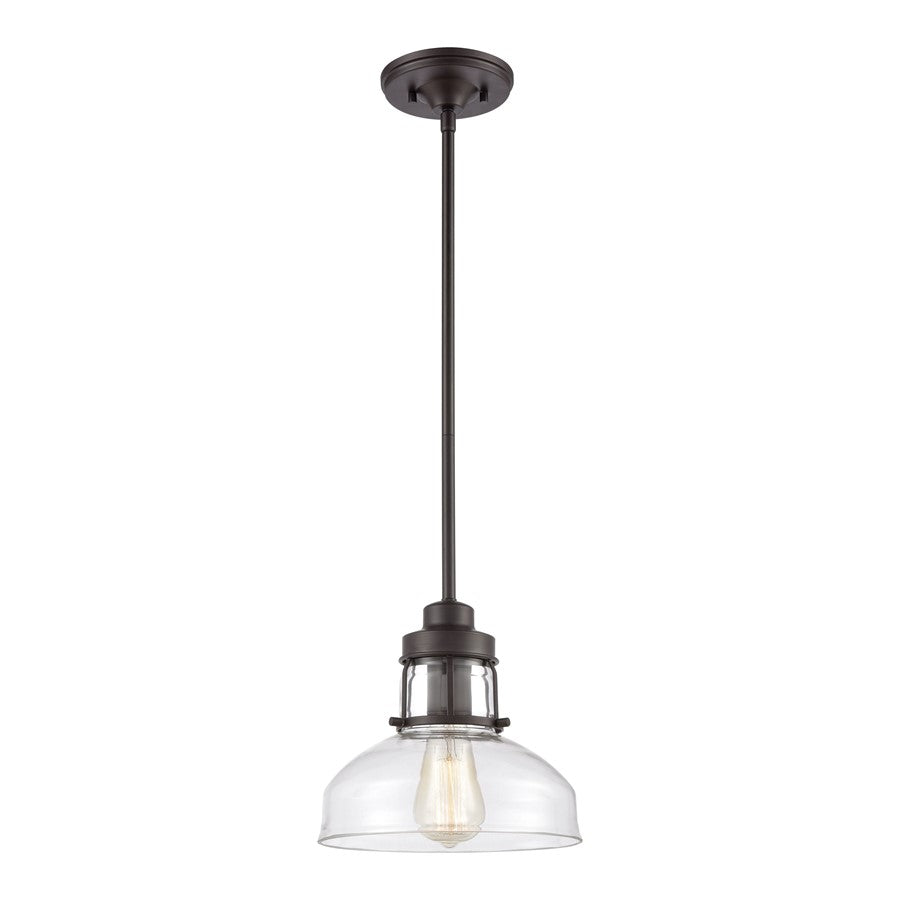 Atlas Lighting Manhattan Boutique 9in 1-Light Mini Pendant | Transitional Oil Rubbed Bronze and Clear Glass | Kitchen Island | Model CL11627-BZ