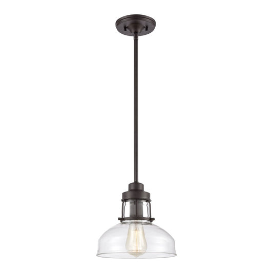 Atlas Lighting Manhattan Boutique 9in 1-Light Mini Pendant | Transitional Oil Rubbed Bronze and Clear Glass | Kitchen Island | Model CL11627-BZ