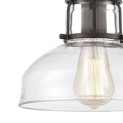 Atlas Lighting Manhattan Boutique 9in 1-Light Mini Pendant | Transitional Oil Rubbed Bronze and Clear Glass | Kitchen Island | Model CL11627-BZ