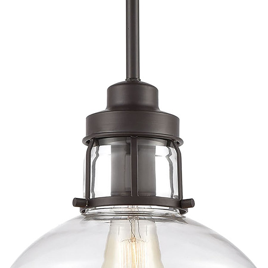 Atlas Lighting Manhattan Boutique 9in 1-Light Mini Pendant | Transitional Oil Rubbed Bronze and Clear Glass | Kitchen Island | Model CL11627-BZ