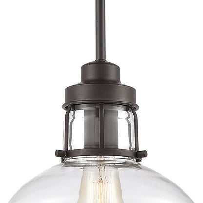 Atlas Lighting Manhattan Boutique 9in 1-Light Mini Pendant | Transitional Oil Rubbed Bronze and Clear Glass | Kitchen Island | Model CL11627-BZ