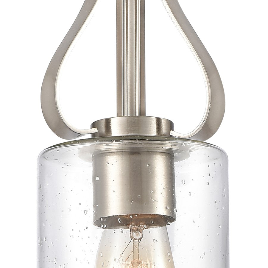 Atlas Lighting Market Square 5in 1-Light Mini Pendant | Transitional Brushed Nickel and Seeded Glass | Kitchen Island & Dining | Model CL11628-NK