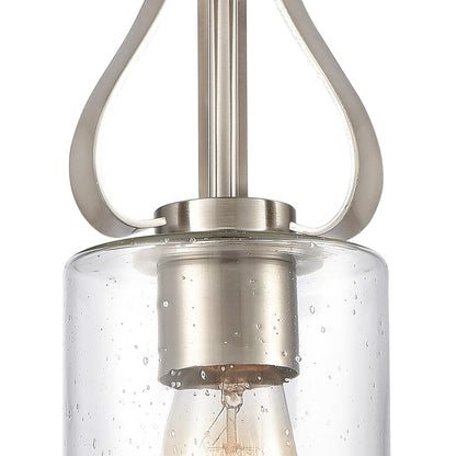 Atlas Lighting Market Square 5in 1-Light Mini Pendant | Transitional Brushed Nickel and Seeded Glass | Kitchen Island & Dining | Model CL11628-NK