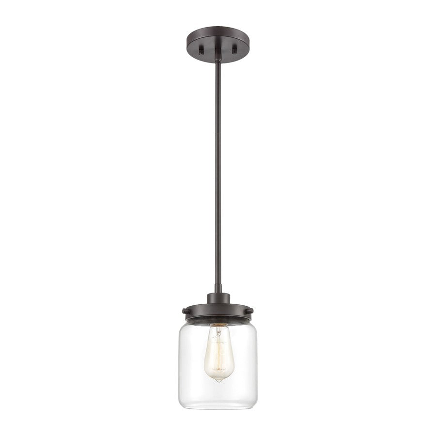 Atlas Lighting Mason 6in 1-Light Mini Pendant | Transitional Oil Rubbed Bronze and Clear Glass | Kitchen Island & Dining Room | Model CL11629-BZ
