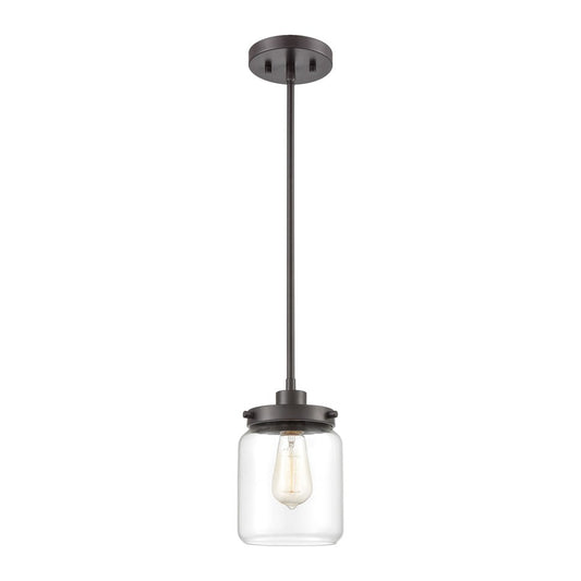 Atlas Lighting Mason 6in 1-Light Mini Pendant | Transitional Oil Rubbed Bronze and Clear Glass | Kitchen Island & Dining Room | Model CL11629-BZ