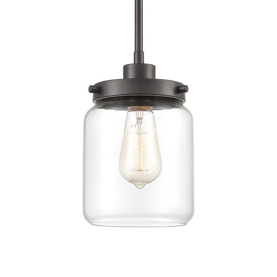 Atlas Lighting Mason 6in 1-Light Mini Pendant | Transitional Oil Rubbed Bronze and Clear Glass | Kitchen Island & Dining Room | Model CL11629-BZ