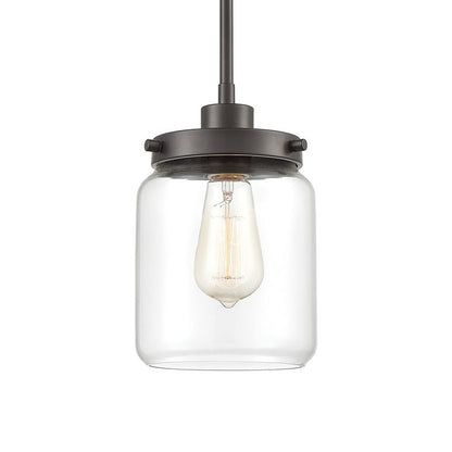 Atlas Lighting Mason 6in 1-Light Mini Pendant | Transitional Oil Rubbed Bronze and Clear Glass | Kitchen Island & Dining Room | Model CL11629-BZ