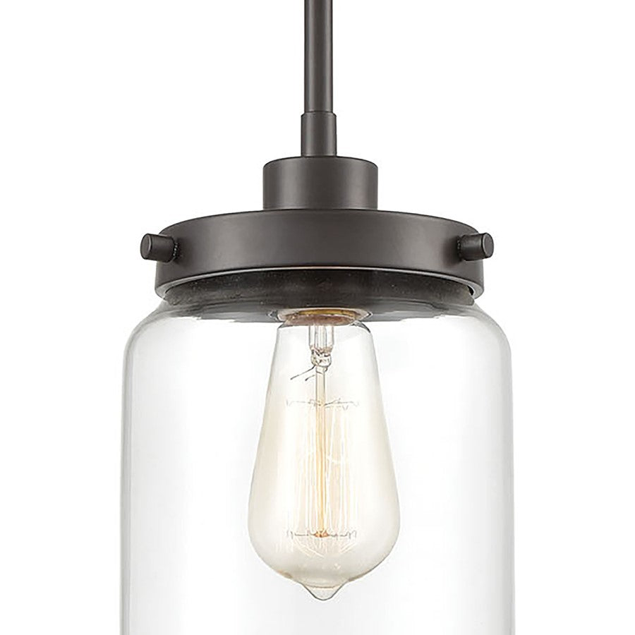 Atlas Lighting Mason 6in 1-Light Mini Pendant | Transitional Oil Rubbed Bronze and Clear Glass | Kitchen Island & Dining Room | Model CL11629-BZ