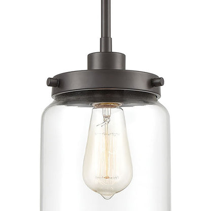 Atlas Lighting Mason 6in 1-Light Mini Pendant | Transitional Oil Rubbed Bronze and Clear Glass | Kitchen Island & Dining Room | Model CL11629-BZ