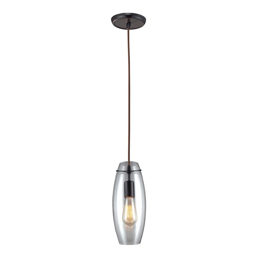 Atlas Lighting Menlow Park 5in 1-Light Mini Pendant | Transitional Oil Rubbed Bronze and Clear Glass | Kitchen Island & Dining | Model CL11630-BZ