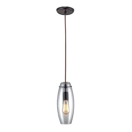 Atlas Lighting Menlow Park 5in 1-Light Mini Pendant | Transitional Oil Rubbed Bronze and Clear Glass | Kitchen Island & Dining | Model CL11630-BZ