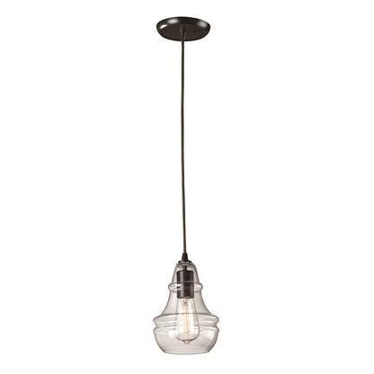 Atlas Lighting Menlow Park 6in 1-Light Mini Pendant | Transitional Oil Rubbed Bronze and Clear Glass | Kitchen Island & Dining | Model CL11632-BZ