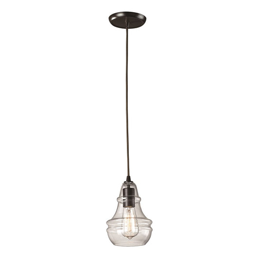 Atlas Lighting Menlow Park 6in 1-Light Mini Pendant | Transitional Oil Rubbed Bronze and Clear Glass | Kitchen Island & Dining | Model CL11632-BZ
