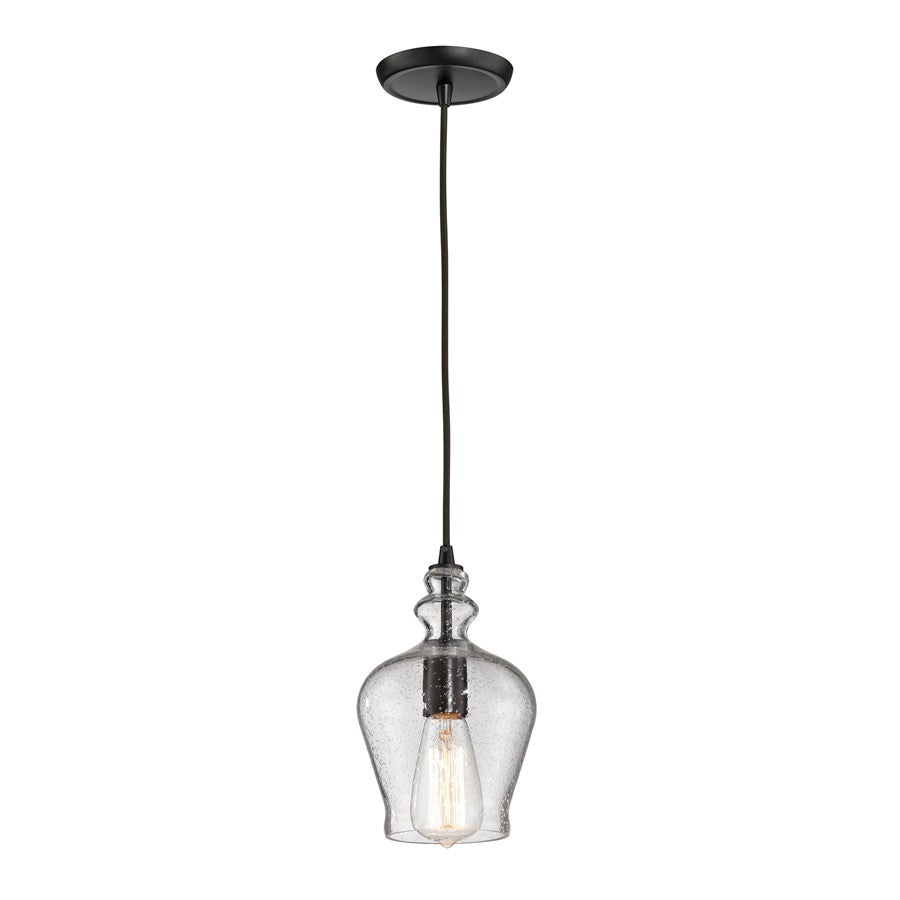Atlas Lighting Menlow Park 6in 1-Light Mini Pendant | Transitional Oil Rubbed Bronze and Seeded Glass | Kitchen Island & Dining | Model CL11633-BZ