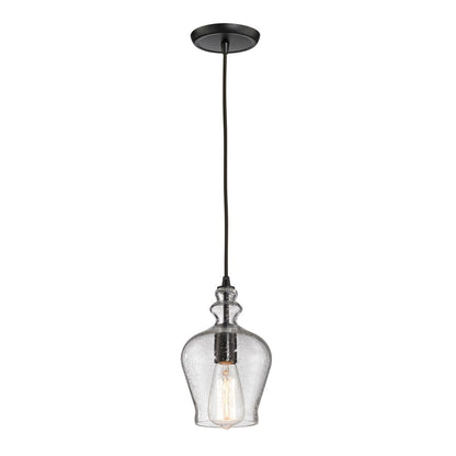 Atlas Lighting Menlow Park 6in 1-Light Mini Pendant | Transitional Oil Rubbed Bronze and Seeded Glass | Kitchen Island & Dining | Model CL11633-BZ