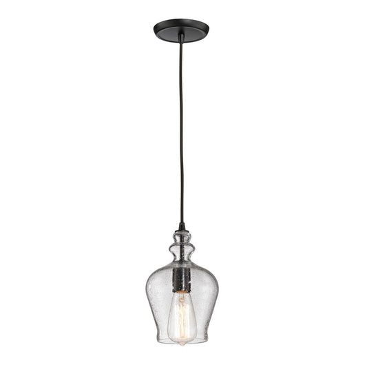 Atlas Lighting Menlow Park 6in 1-Light Mini Pendant | Transitional Oil Rubbed Bronze and Seeded Glass | Kitchen Island & Dining | Model CL11633-BZ