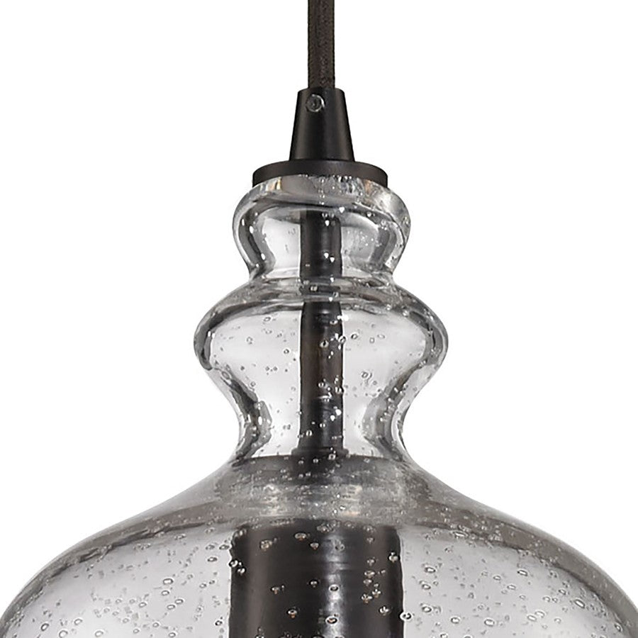Atlas Lighting Menlow Park 6in 1-Light Mini Pendant | Transitional Oil Rubbed Bronze and Seeded Glass | Kitchen Island & Dining | Model CL11633-BZ