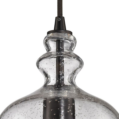 Atlas Lighting Menlow Park 6in 1-Light Mini Pendant | Transitional Oil Rubbed Bronze and Seeded Glass | Kitchen Island & Dining | Model CL11633-BZ