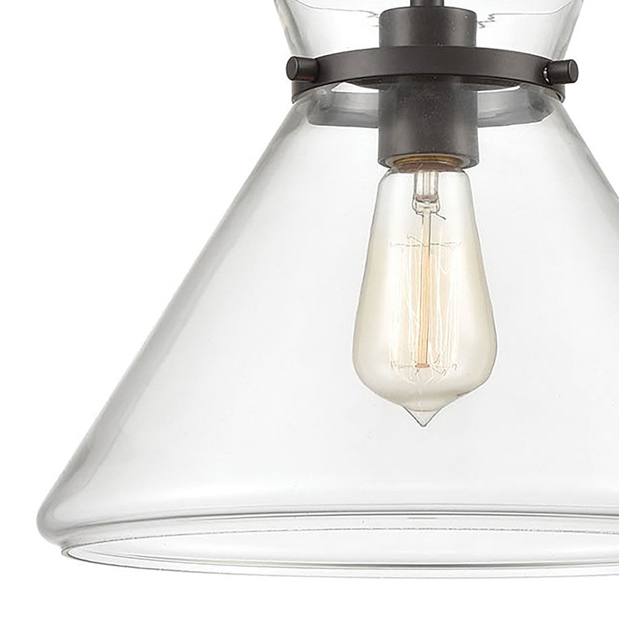 Atlas Mickley 12in 1-Light Mini Pendant | Oil Rubbed Bronze and Clear Glass | Kitchen Island & Dining Room | 12 x 12 x 10 in | Model CL11634-BZ