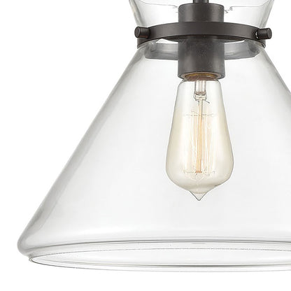 Atlas Mickley 12in 1-Light Mini Pendant | Oil Rubbed Bronze and Clear Glass | Kitchen Island & Dining Room | 12 x 12 x 10 in | Model CL11634-BZ