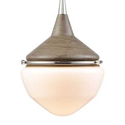 Atlas Mid-Century Schoolhouse 8in 1-Light Mini Pendant | Pecan Polished Nickel and White Glass | Kitchen Island & Dining Room | Model CL11635-BN